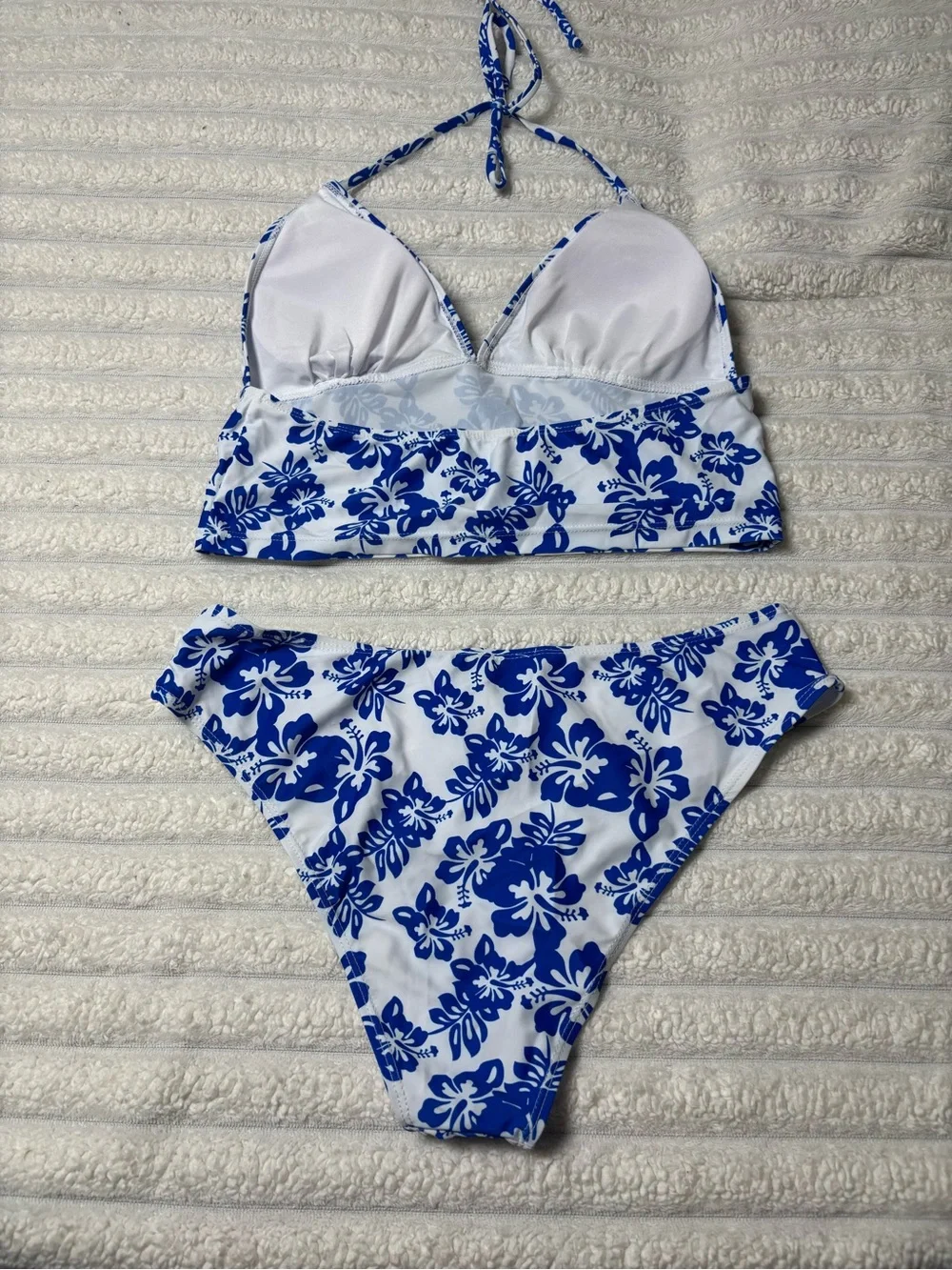 Blue Floral Halter Tankini Bikini Set - Women Swim. NWOT